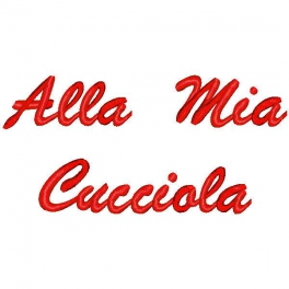 Ricamo con frase "Alla mia cucciola"