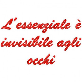 Frase con ricamo "L'essenziale è invisibile agli occhi"