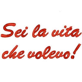 Ricamo con frase "Sei la vita che volevo"