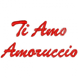 Ricamo con frase "Ti amo Amoruccio"