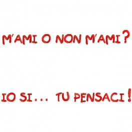 Cuscino con frase "M'Ami o non M'Ami? Io si...Tu Pensaci"