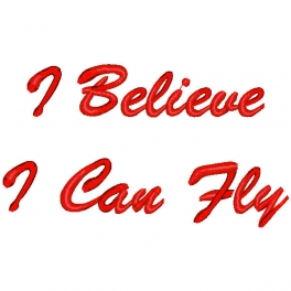 Cuore con frase ricamata "I belive I Can Fly"