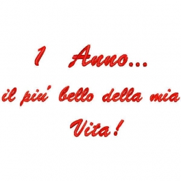 Cuore con frase ricamata "1 Anno... il più bello della mia Vita"