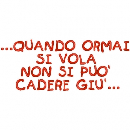 Cuore con frase ricamata "...Quando ormai si vola non si può cadere giù..."